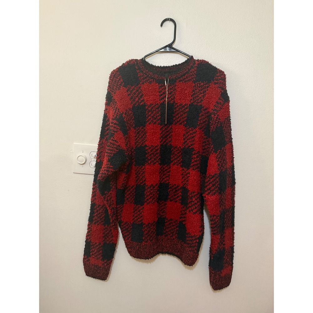 Skims Cozy Knit Sweater Buffalo Plaid Size S/M NWT